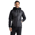 Black - Lifestyle - Dare 2B Mens Hooded Padded Full Zip Hybrid Jacket