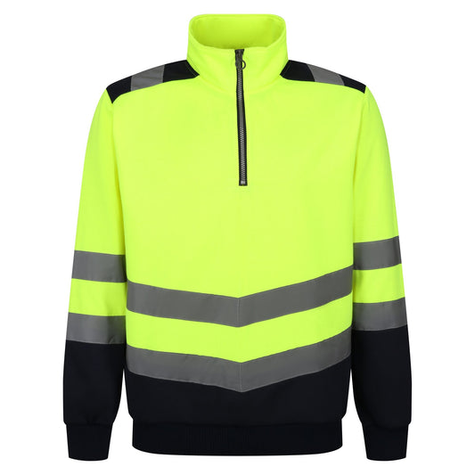 Yellow-Navy - Front - Regatta Professional Mens Hi-Vis Quarter Zip Top