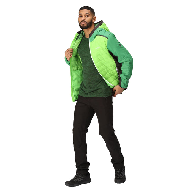 Jasmine Green-Field Green - Close up - Regatta Mens Trutton II Baffled Padded Jacket