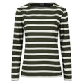 Dark Khaki-Light Vanilla - Front - Regatta Womens-Ladies Federica Stripe Long-Sleeved T-Shirt