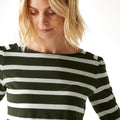 Dark Khaki-Light Vanilla - Side - Regatta Womens-Ladies Federica Stripe Long-Sleeved T-Shirt