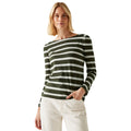 Dark Khaki-Light Vanilla - Lifestyle - Regatta Womens-Ladies Federica Stripe Long-Sleeved T-Shirt