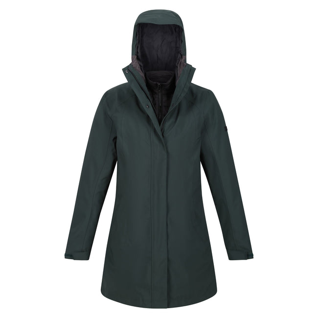 Darkest Spruce-Black - Side - Regatta Womens-Ladies Denbury IV 2 in 1 Waterproof Jacket