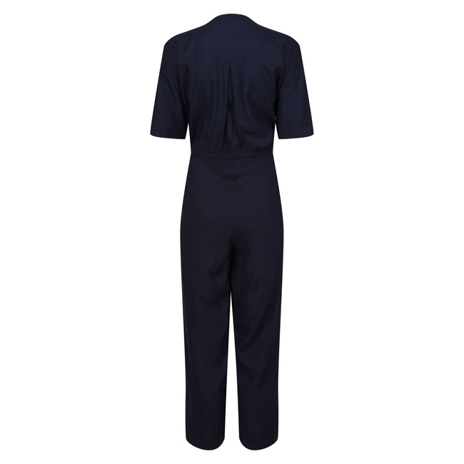 Navy - Back - Regatta Womens-Ladies Streap Lightweight Button Front Short-Sleeved Jumpsuit