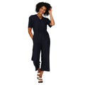 Navy - Pack Shot - Regatta Womens-Ladies Streap Lightweight Button Front Short-Sleeved Jumpsuit