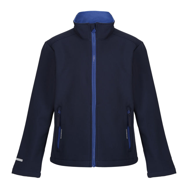 Navy-New Royal - Front - Regatta Professional Childrens-Kids 2 Layer Soft Shell Jacket