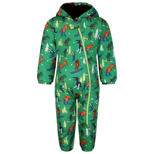 Trek Green - Front - Dare 2B Baby Bambino II Dinosaur Waterproof Snowsuit
