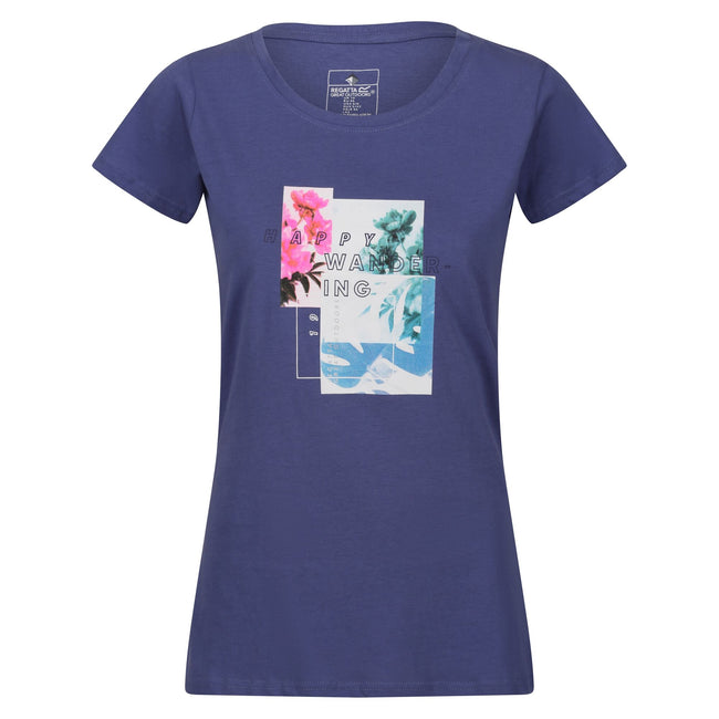 Dusty Denim - Front - Regatta Womens-Ladies Breezed III Happy Wandering T-Shirt