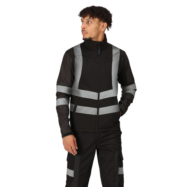 Black - Side - Regatta Professional Mens Softshell High-Vis Jacket