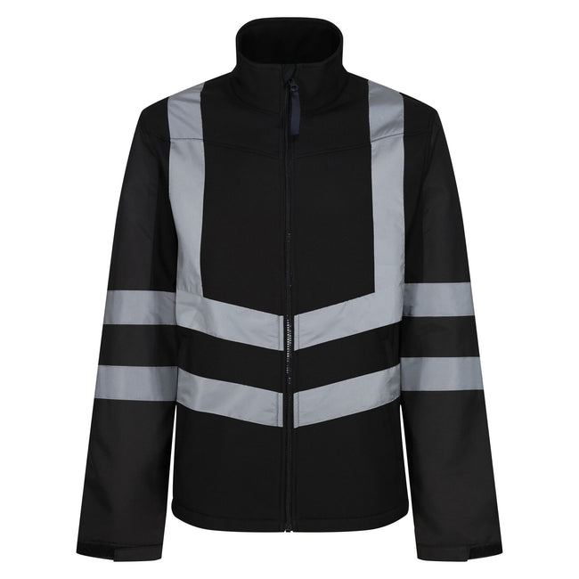 Black - Front - Regatta Professional Mens Softshell High-Vis Jacket