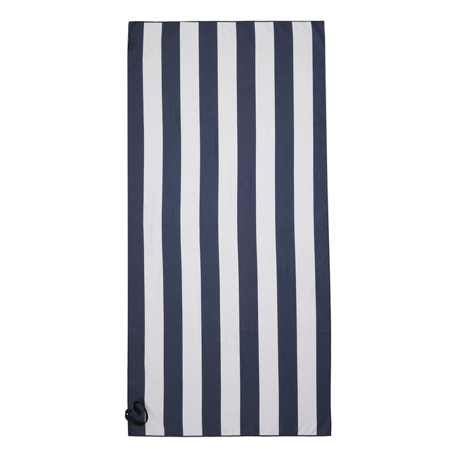 Navy-White - Front - Regatta Striped Microfibre Beach Towel