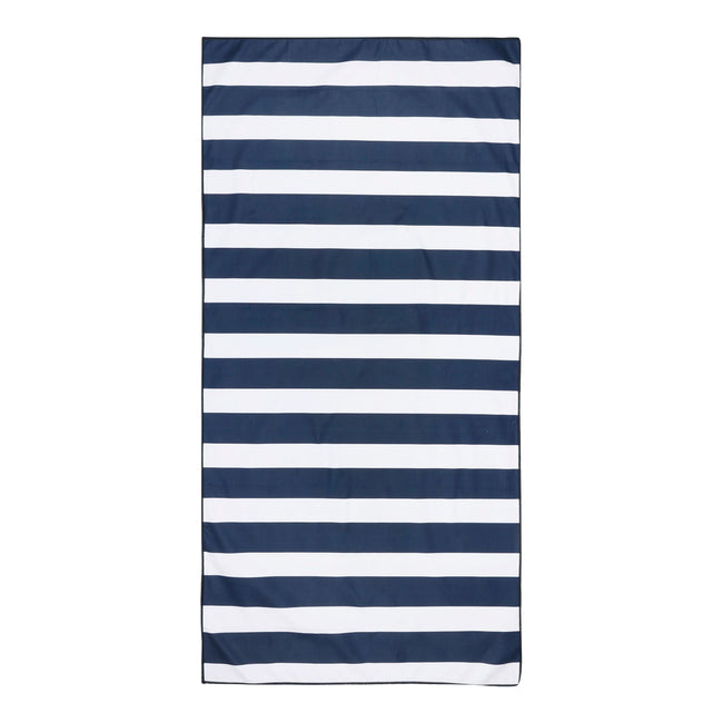 White-Navy - Front - Regatta Striped Microfibre Beach Towel