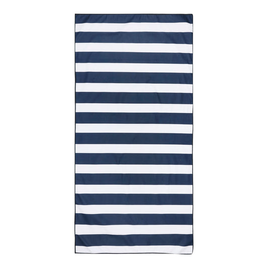 White-Navy - Front - Regatta Striped Microfibre Beach Towel