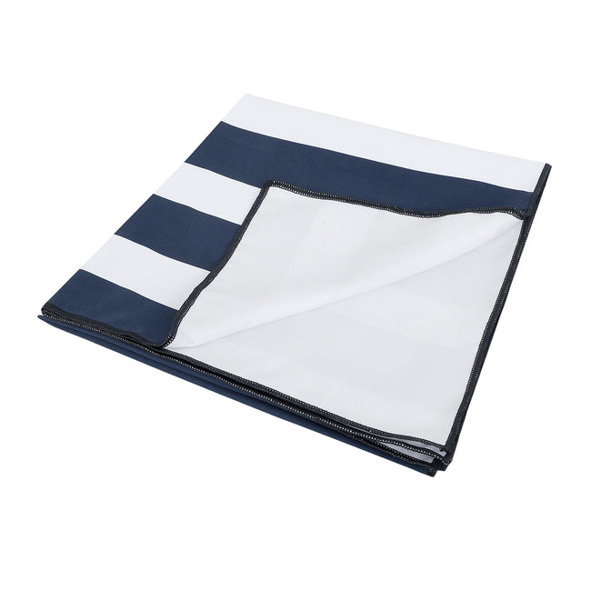 White-Navy - Back - Regatta Striped Microfibre Beach Towel