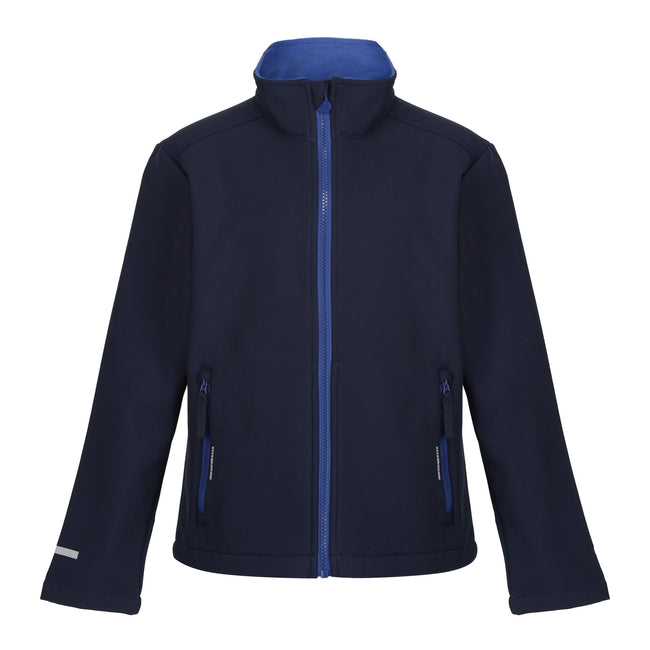 Navy-New Royal - Front - Regatta Professional Childrens-Kids 2 Layer Soft Shell Jacket