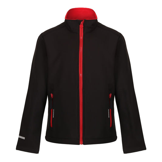 Black-Classic Red - Front - Regatta Professional Childrens-Kids 2 Layer Soft Shell Jacket