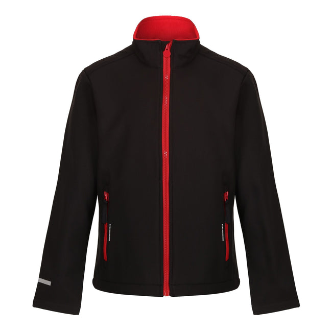 Black-Classic Red - Front - Regatta Professional Childrens-Kids 2 Layer Soft Shell Jacket