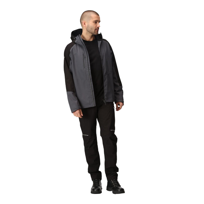 Seal Grey-Black - Pack Shot - Regatta Professional Mens Contrast Detail Waterproof Jacket