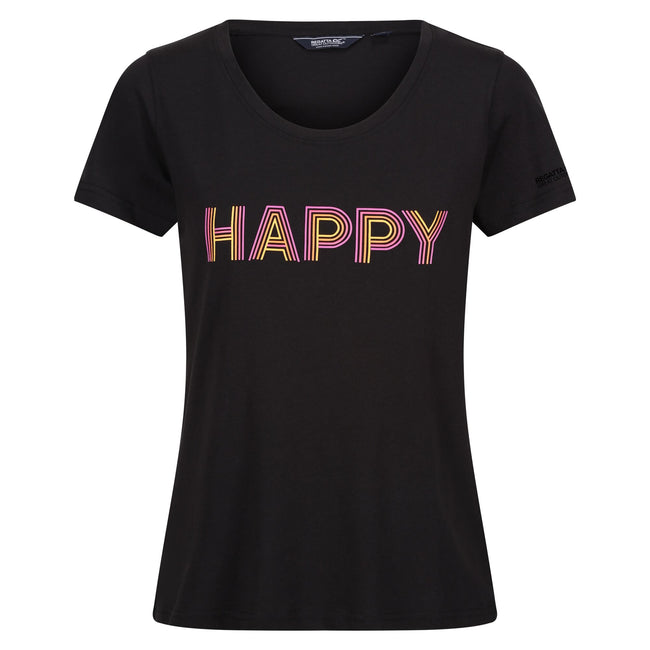 Black - Front - Regatta Womens-Ladies Fingal VIII Enjoy Every Moment T-Shirt