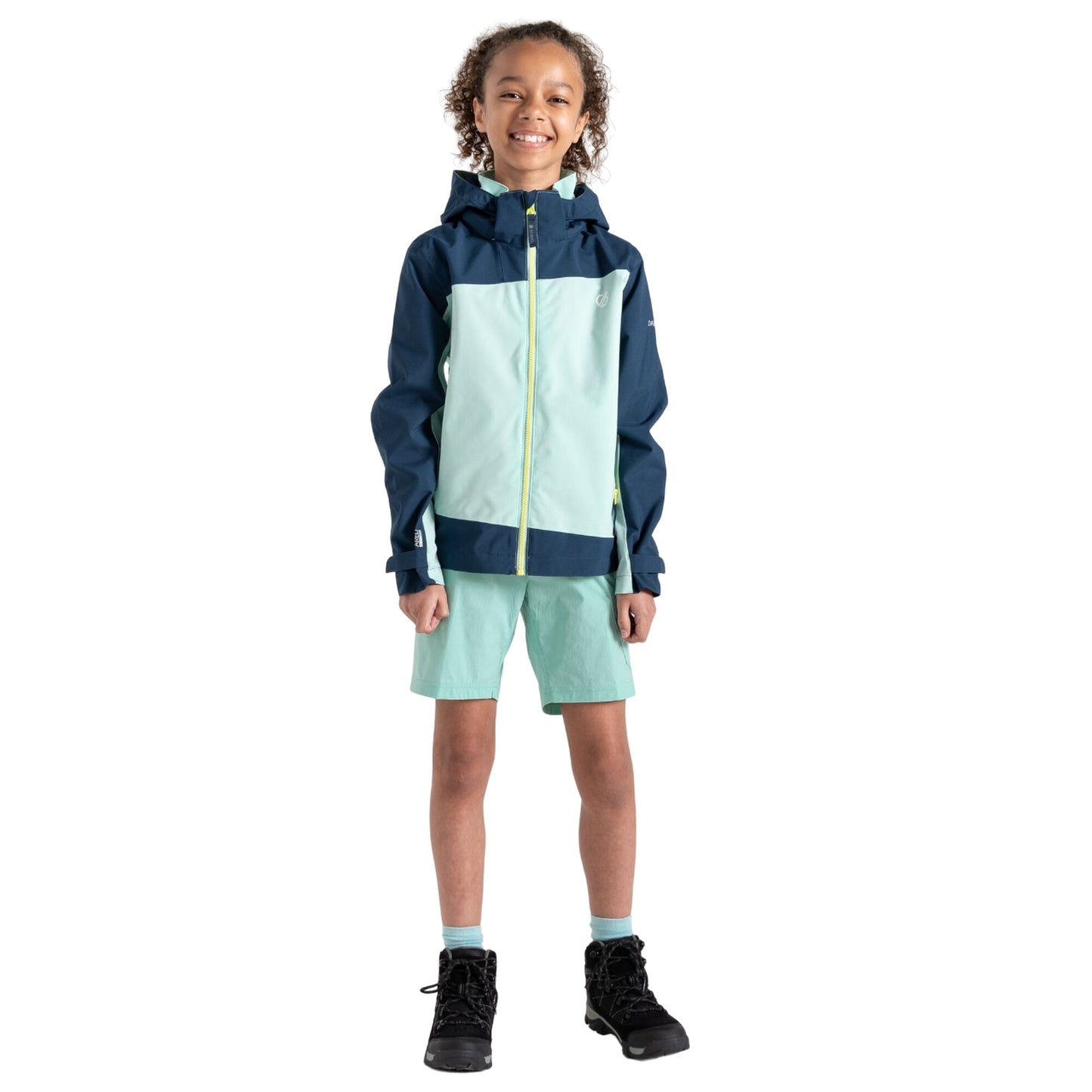 Mint Green-Moonlight Denim - Close up - Dare 2B Childrens-Kids Explore II Waterproof Jacket