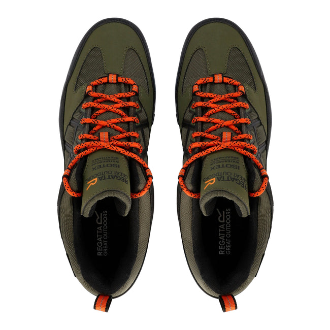 Cypress Green-Blaze Orange - Side - Regatta Mens Samaris III Low Walking Shoes