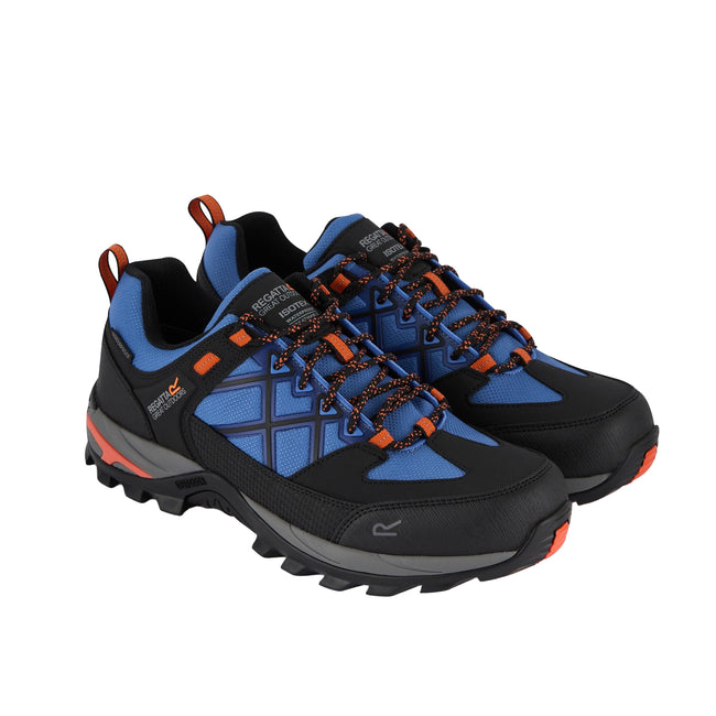 Olympian Blue-Black-Tango - Front - Regatta Mens Samaris III Low Walking Shoes