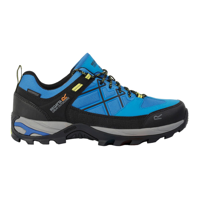 Blue-Lime Punch - Side - Regatta Mens Samaris III Low Walking Shoes