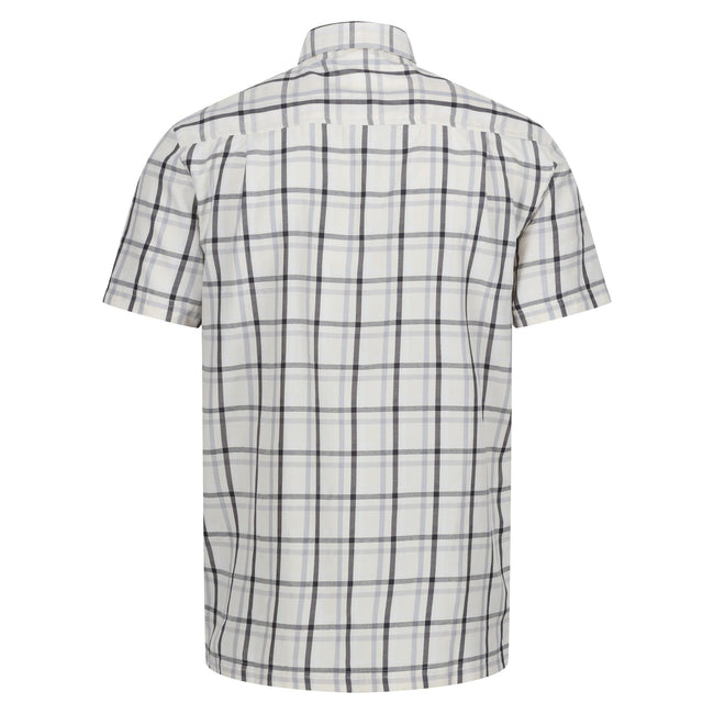 Silver Grey-Ash-White-Marshmallow - Back - Regatta Mens Mindano VIII Checked Short-Sleeved Shirt