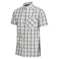 Silver Grey-Ash-White-Marshmallow - Side - Regatta Mens Mindano VIII Checked Short-Sleeved Shirt