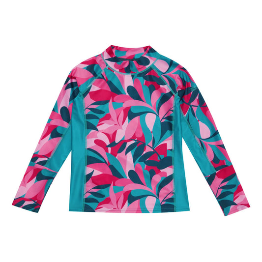 Tahoe Blue - Front - Regatta Childrens-Kids Hoku II Tropical Leaves Swim Top