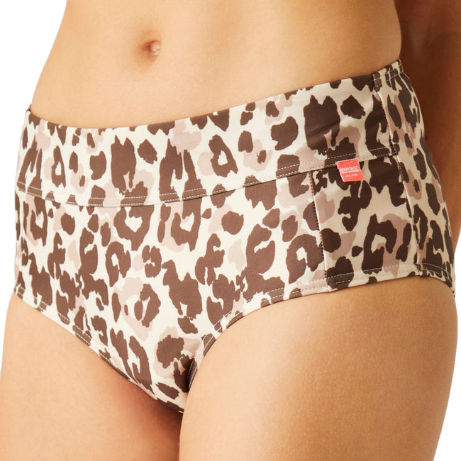 Brown-Beige - Lifestyle - Regatta Womens-Ladies Paloma Leopard Print Swim Briefs