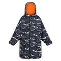 Black-Persimmon - Front - Regatta Childrens-Kids Camouflage Waterproof Changing Robe