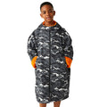 Black-Persimmon - Lifestyle - Regatta Childrens-Kids Camouflage Waterproof Changing Robe