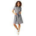 Navy-White - Close up - Regatta Womens-Ladies Rema Striped Shirt Dress