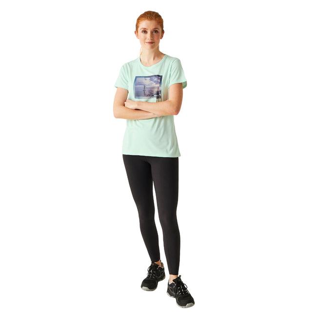 Bleached Aqua - Close up - Regatta Womens-Ladies Fingal VIII Surf Print T-Shirt