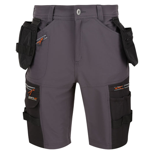 Iron-Black - Front - Regatta Professional Mens Detachable Holster Pocket Shorts