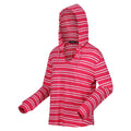 Hot Pink-White - Side - Regatta Womens-Ladies Minerve Stripe V Neck Hoodie