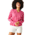 Hot Pink-White - Lifestyle - Regatta Womens-Ladies Minerve Stripe V Neck Hoodie