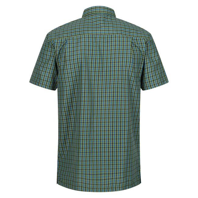 Piquant Green-Moroccan Blue - Back - Regatta Mens Kalambo VIII Checked Shirt