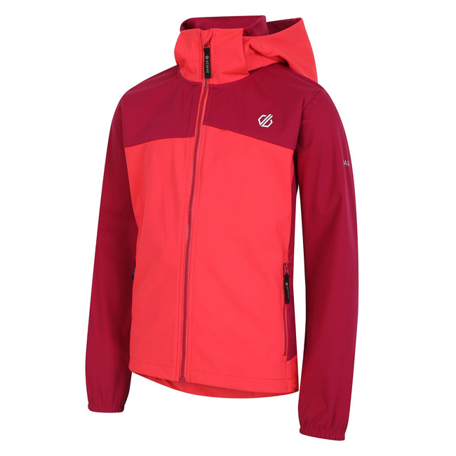 Berry Pink-Neon Pink - Side - Dare 2B Childrens-Kids Cheer Soft Shell Jacket