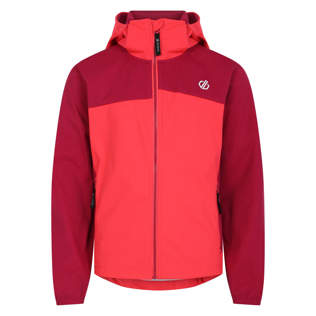 Berry Pink-Neon Pink - Front - Dare 2B Childrens-Kids Cheer Soft Shell Jacket