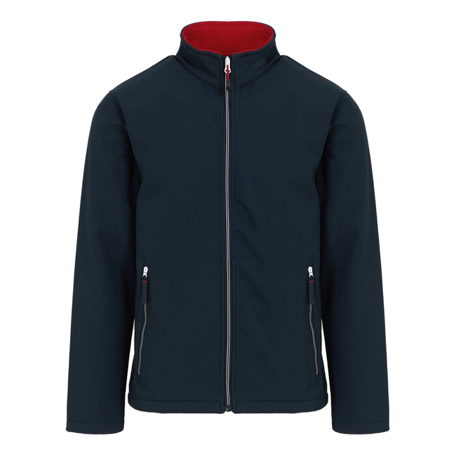 Navy-Classic Red - Front - Regatta Professional Mens Plain Double Layered Soft Shell Jacket