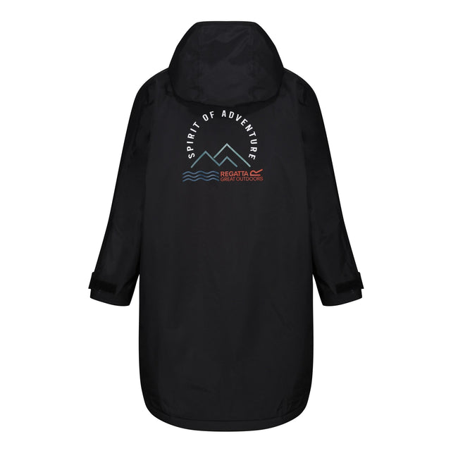 Black-Oxford Blue - Back - Regatta Childrens-Kids Back Print Changing Robe