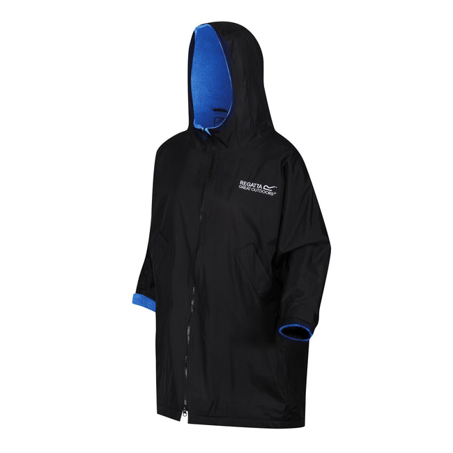 Black-Oxford Blue - Side - Regatta Childrens-Kids Back Print Changing Robe