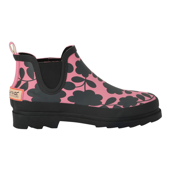 Pink - Side - Regatta Womens-Ladies Orla Kiely Floral Mid Cut Wellington Boots