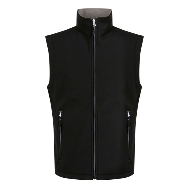 Black-Mineral Grey - Front - Regatta Professional Mens Softshell 2 Layer Body Warmer