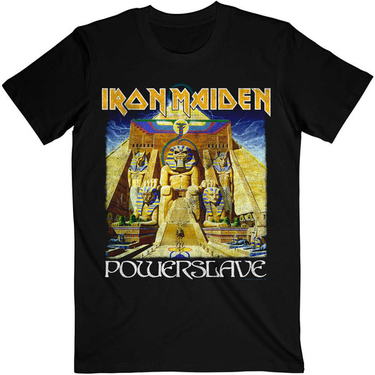 Black - Front - Iron Maiden Unisex Adult Powerslave World Slavery Tour Back Print T-Shirt