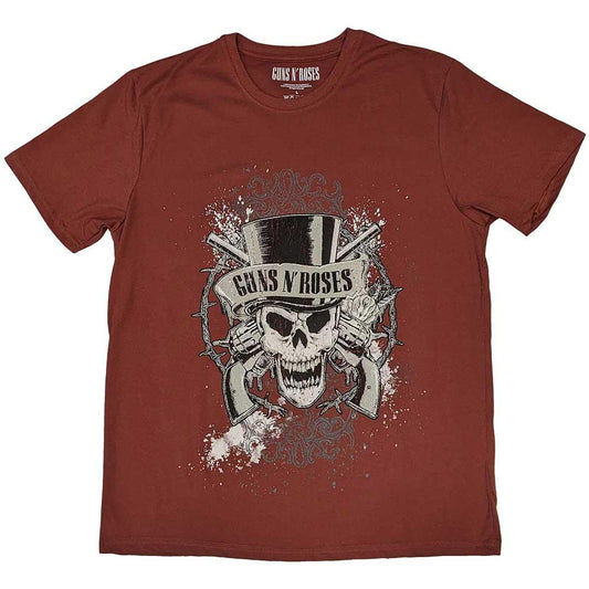 Red - Front - Guns N Roses Unisex Adult Faded Skull T-Shirt