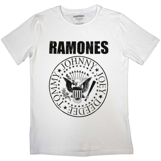 White - Front - Ramones Womens-Ladies Presidential Seal T-Shirt