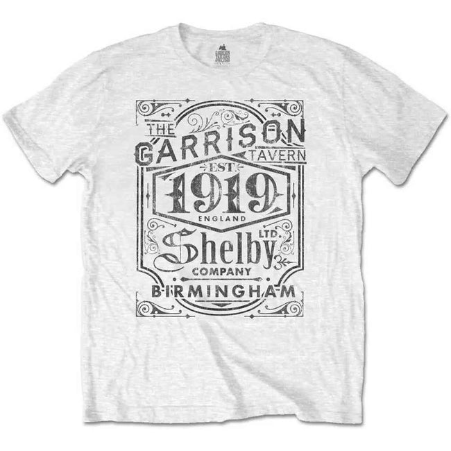 White - Front - Peaky Blinders Unisex Adult Garrison Pub T-Shirt